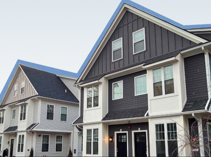 square image of new buildings