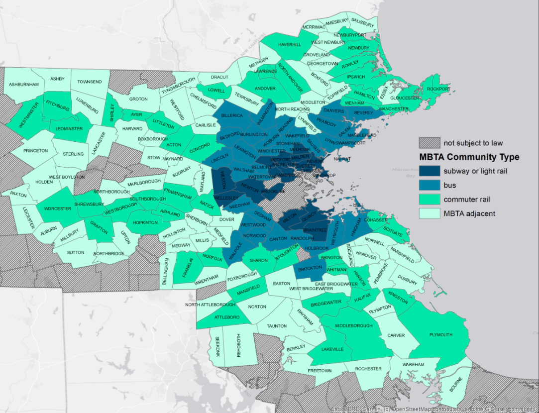 Map of 175 MBTA communities in upcoming